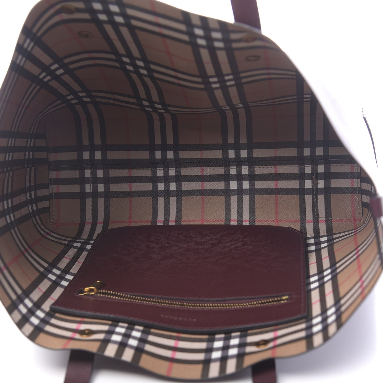 Burberry Calfskin Crest Embossed Small Tote Burgundy 5 of 9