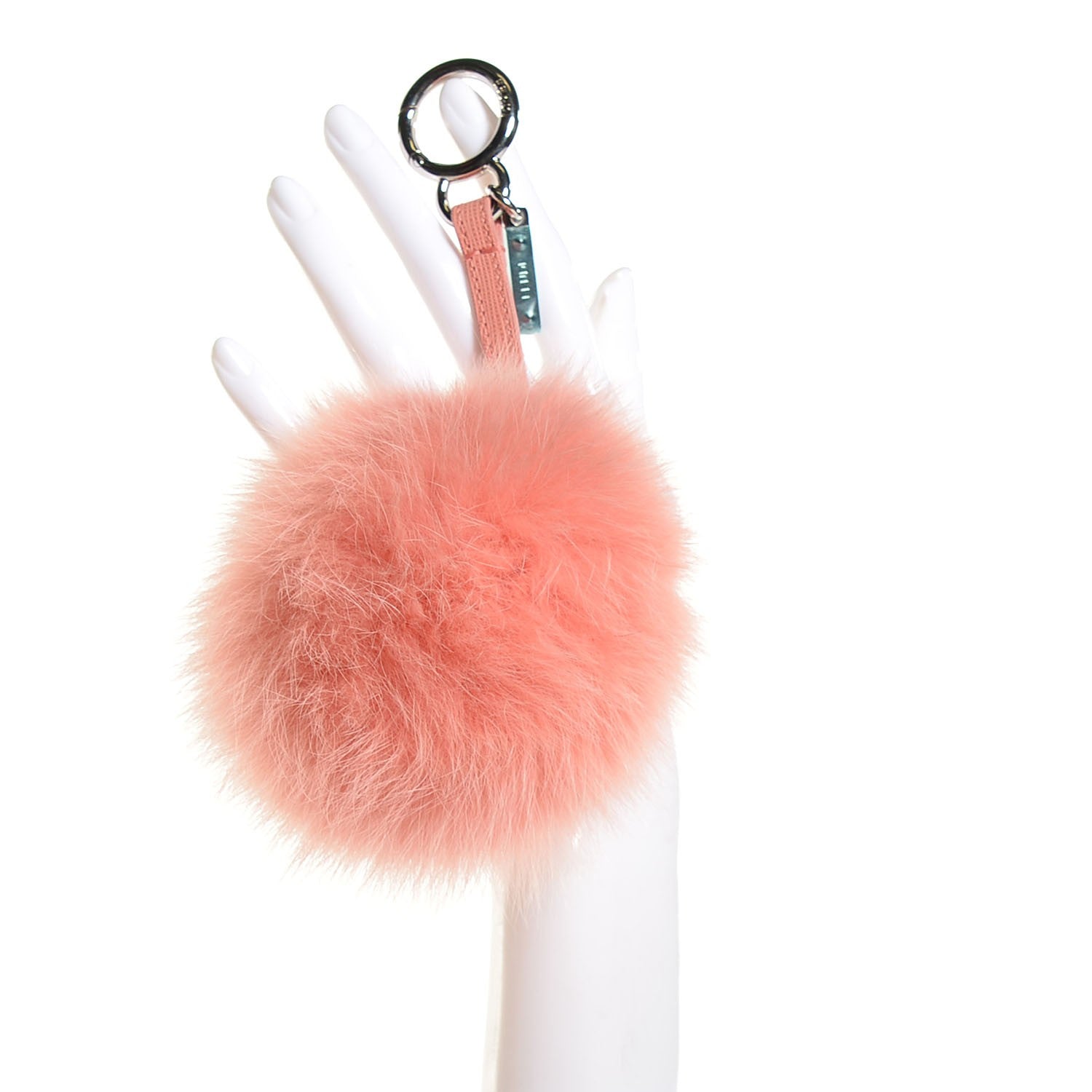 Fendi Fox Fur Vitello Elite Pom Pom Bag Charm Peach 2 of 6