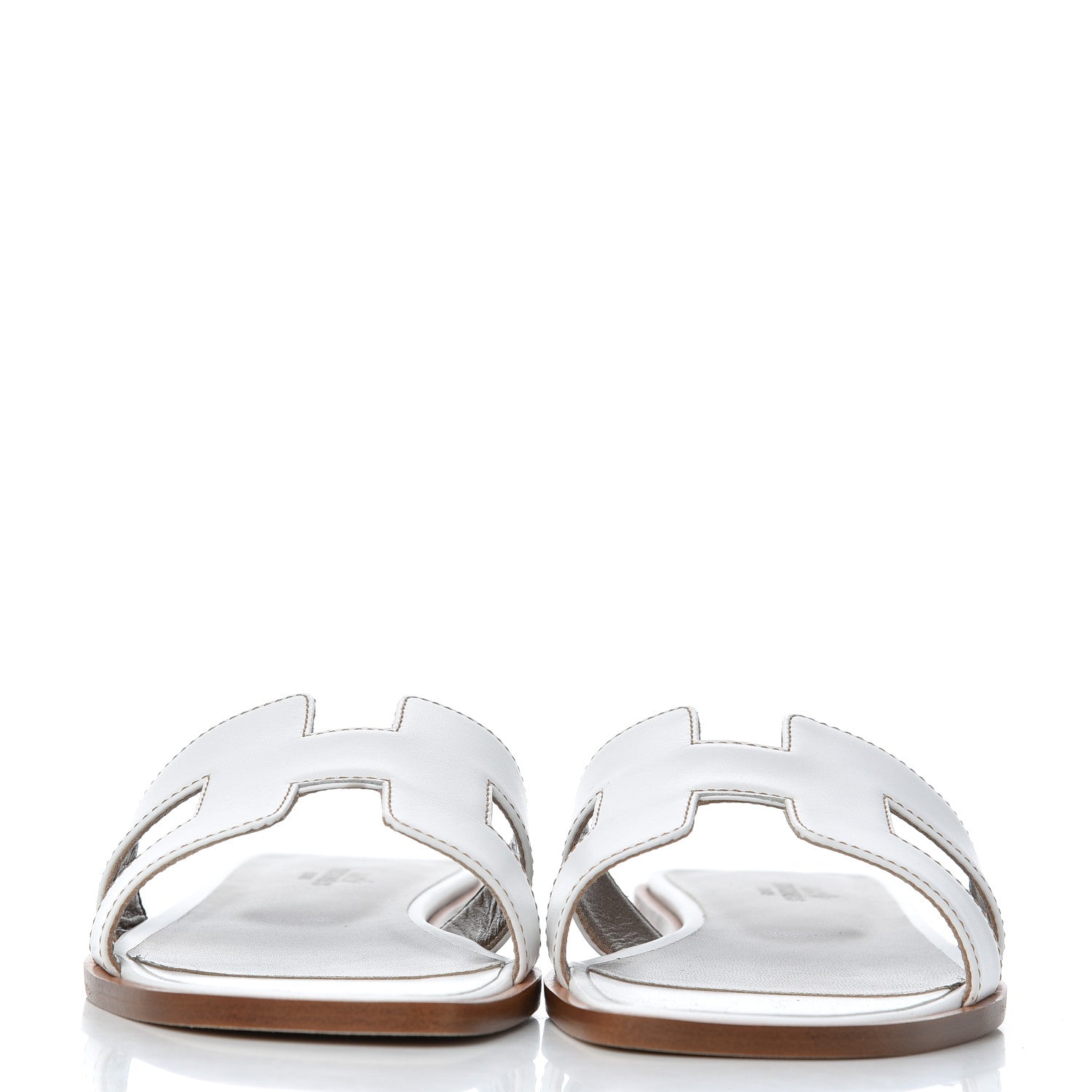 Hermes Box Calfskin Oran Sandals 38 White 2 of 9