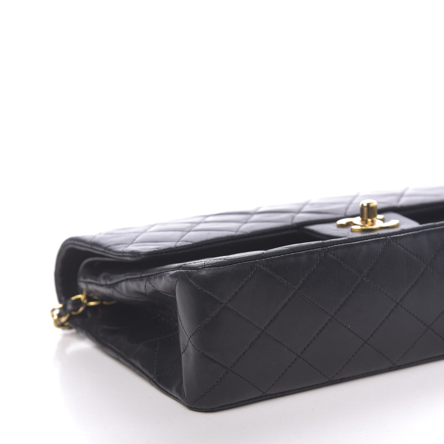 Lambskin Quilted Medium Double Flap Black