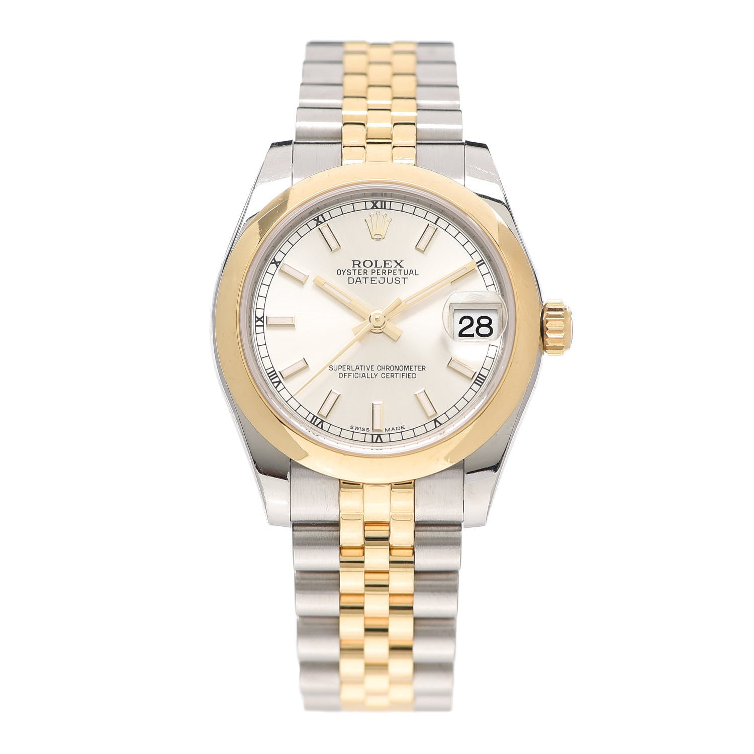 Rolex Stainless Steel 18K Yellow Gold 31mm Oyster Perpetual Datejust Watch Silver 178243 1 of 7