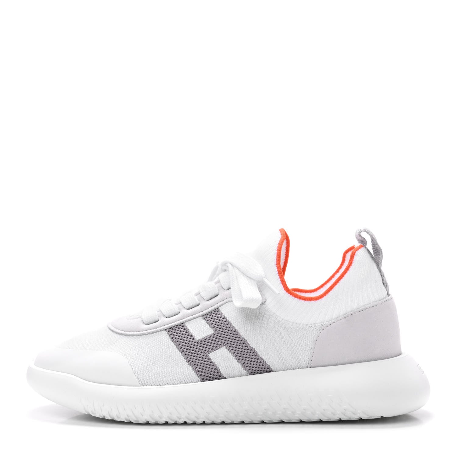 Hermes Knit Suede Goatskin Womens Crew Sneakers 37 White Gris 1 of 10