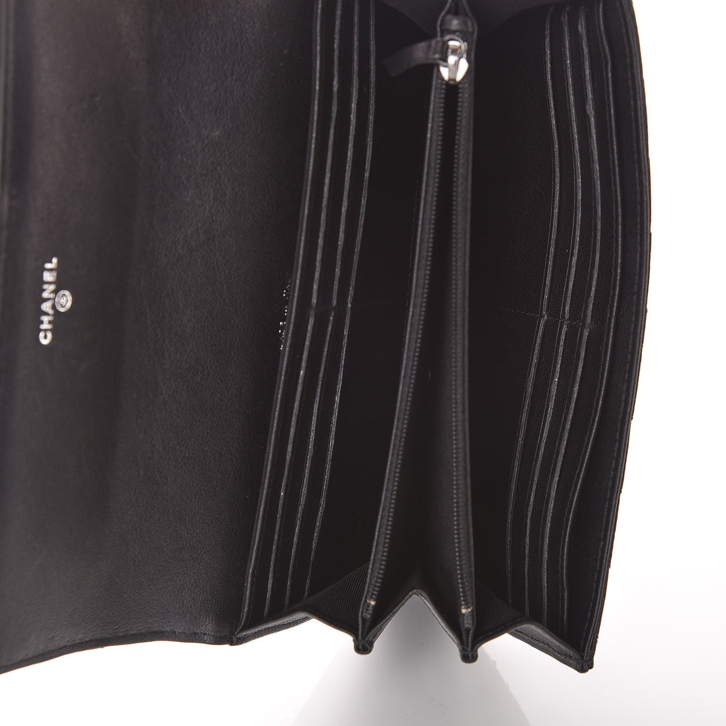 Sheepskin Chevron Quilted Studded Reissue Flap Wallet Black