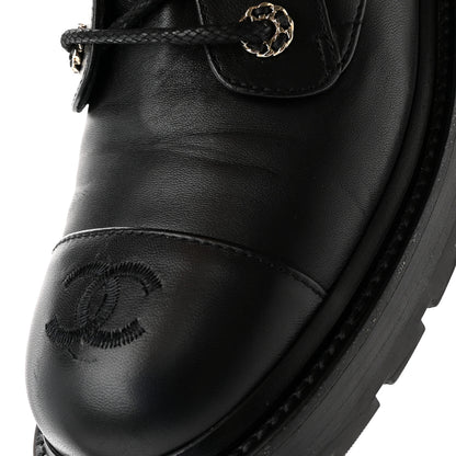 Chanel Shiny Lambskin Quilted Lace Up Combat Boots 40.5 Black 11 of 14