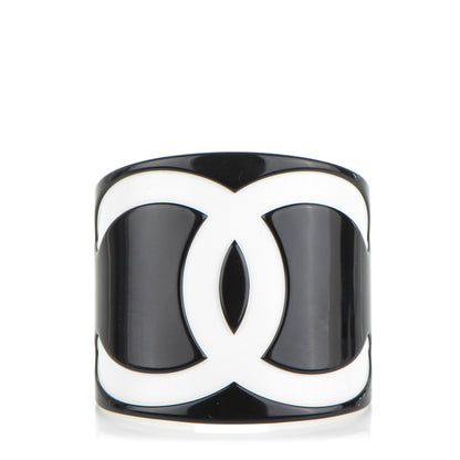 Chanel Resin CC Wide Cuff Black White 1 of 4