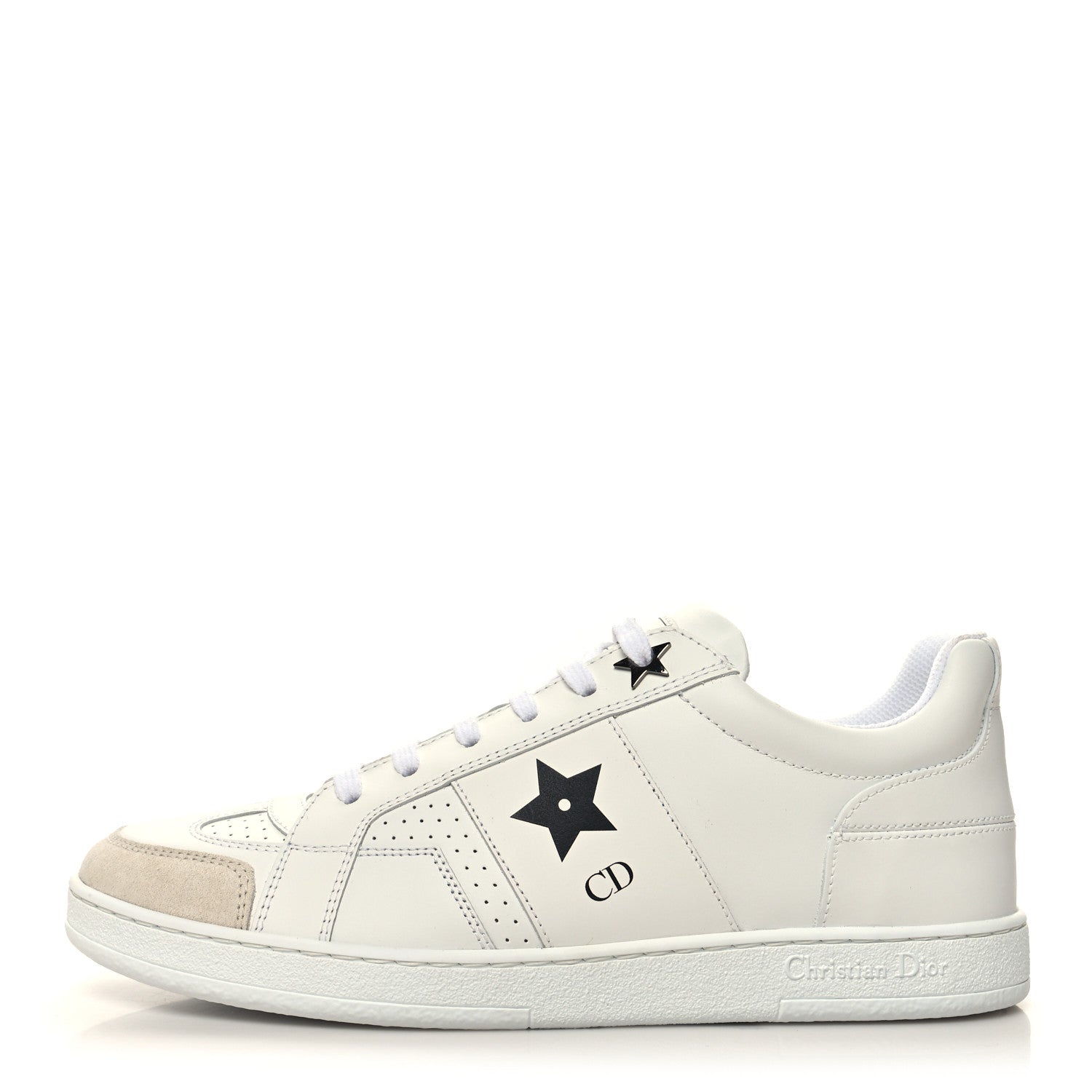 Christian Dior Calfskin Suede Dior Star Low Top Sneakers 37 White Black 1 of 9