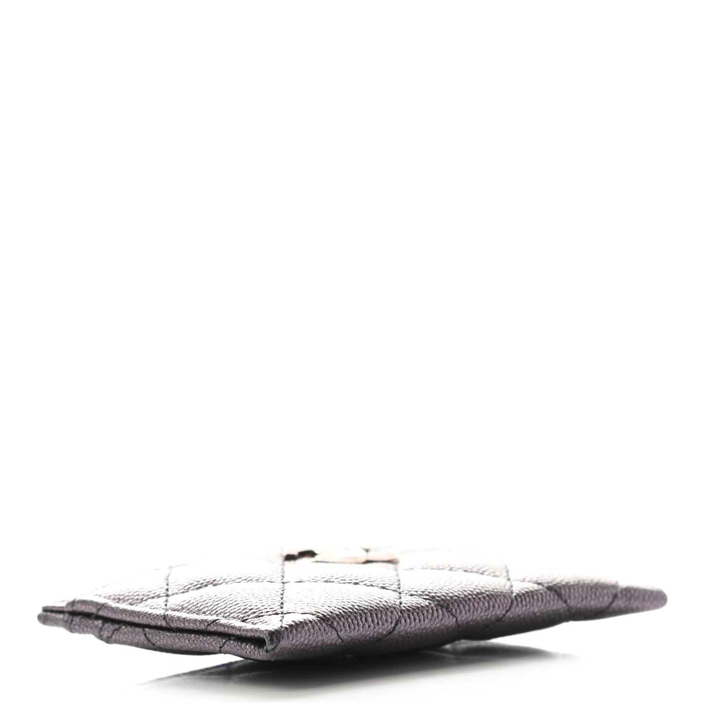 Iridescent Caviar Quilted Card Holder Black