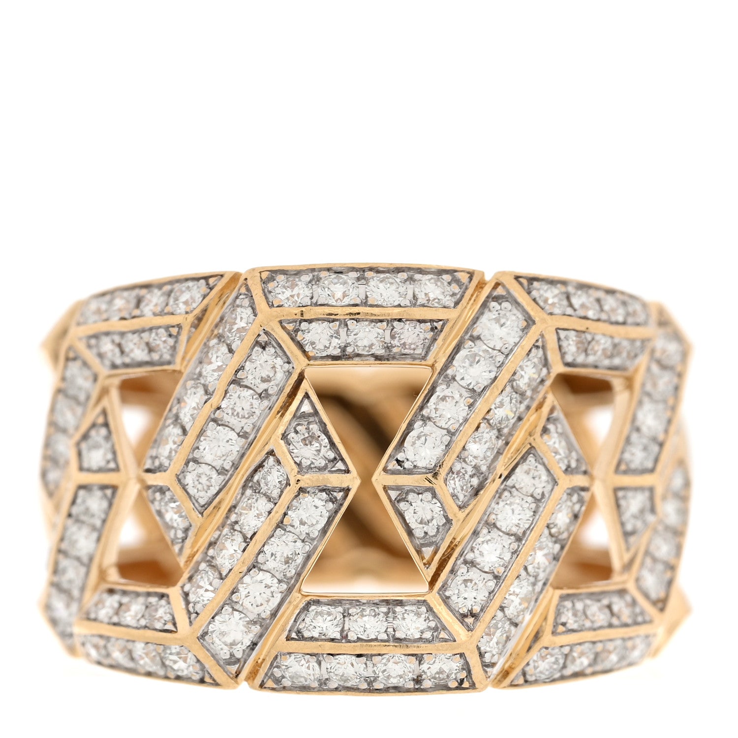 David Yurman 18K Yellow Gold Diamond 16mm Carlyle Ring 57 8 1 of 5