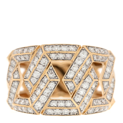 David Yurman 18K Yellow Gold Diamond 16mm Carlyle Ring 57 8 1 of 5