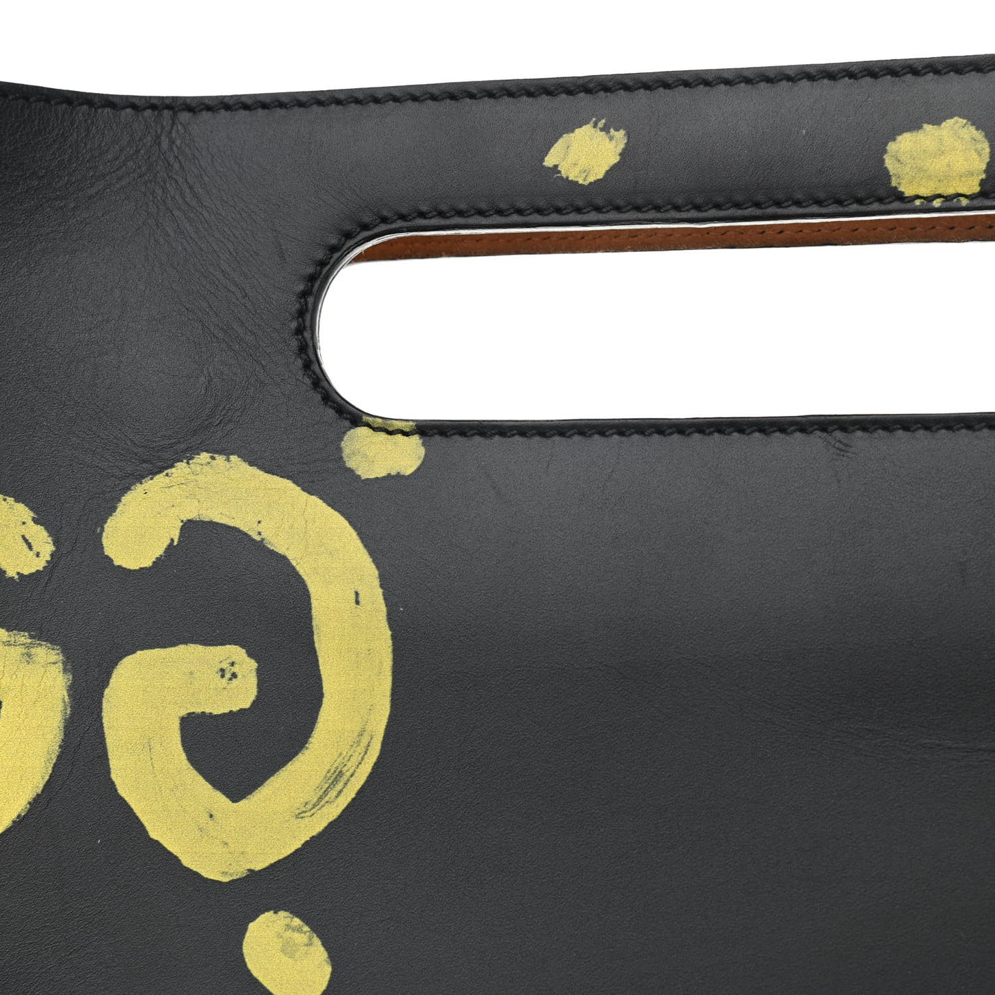 Calfskin GucciGhost Real Medium XL Tote Black Yellow