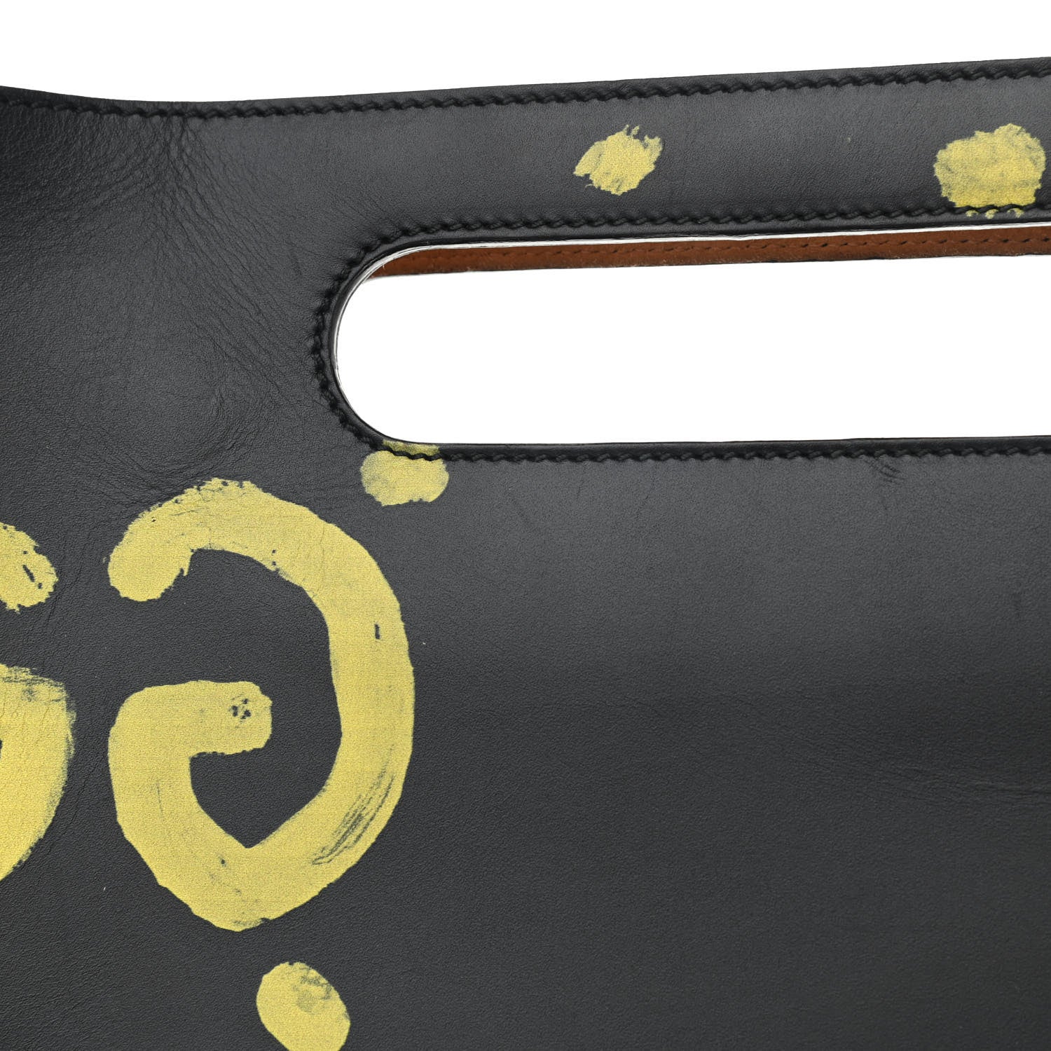 Gucci Calfskin GucciGhost Real Medium XL Tote Black Yellow 8 of 12