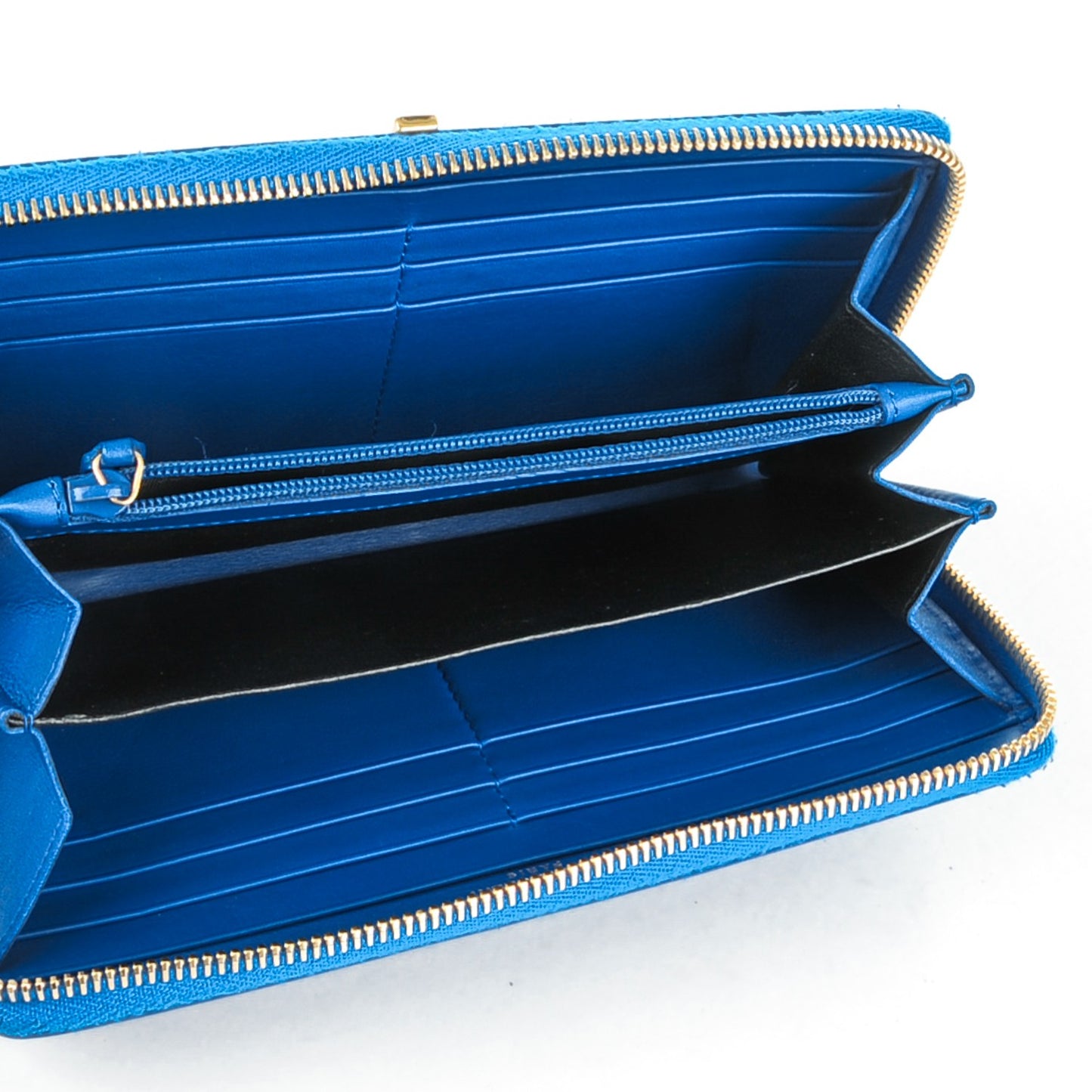 Calfskin Classic Y Ligne Zip Around Wallet Blue