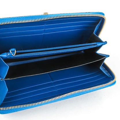 Saint Laurent Calfskin Classic Y Ligne Zip Around Wallet Blue 5 of 7