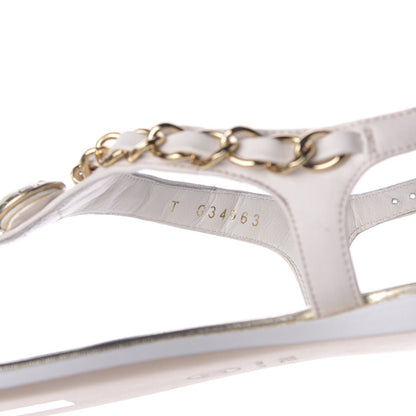 Chanel Lambskin Thong Sandals 36.5 White 8 of 10