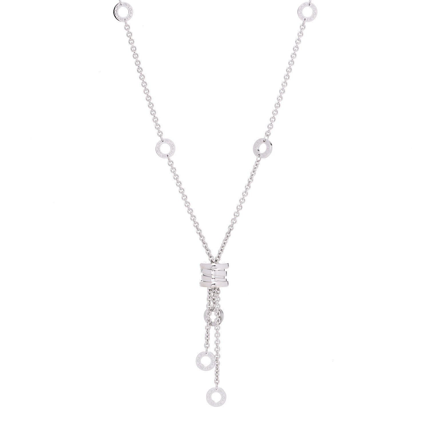Bulgari 18K White Gold B.Zero1 Lavalier Necklace 1 of 6