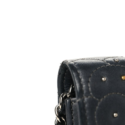 Chanel Lambskin Camellia Studded Wallet on Chain WOC Grey 12 of 16