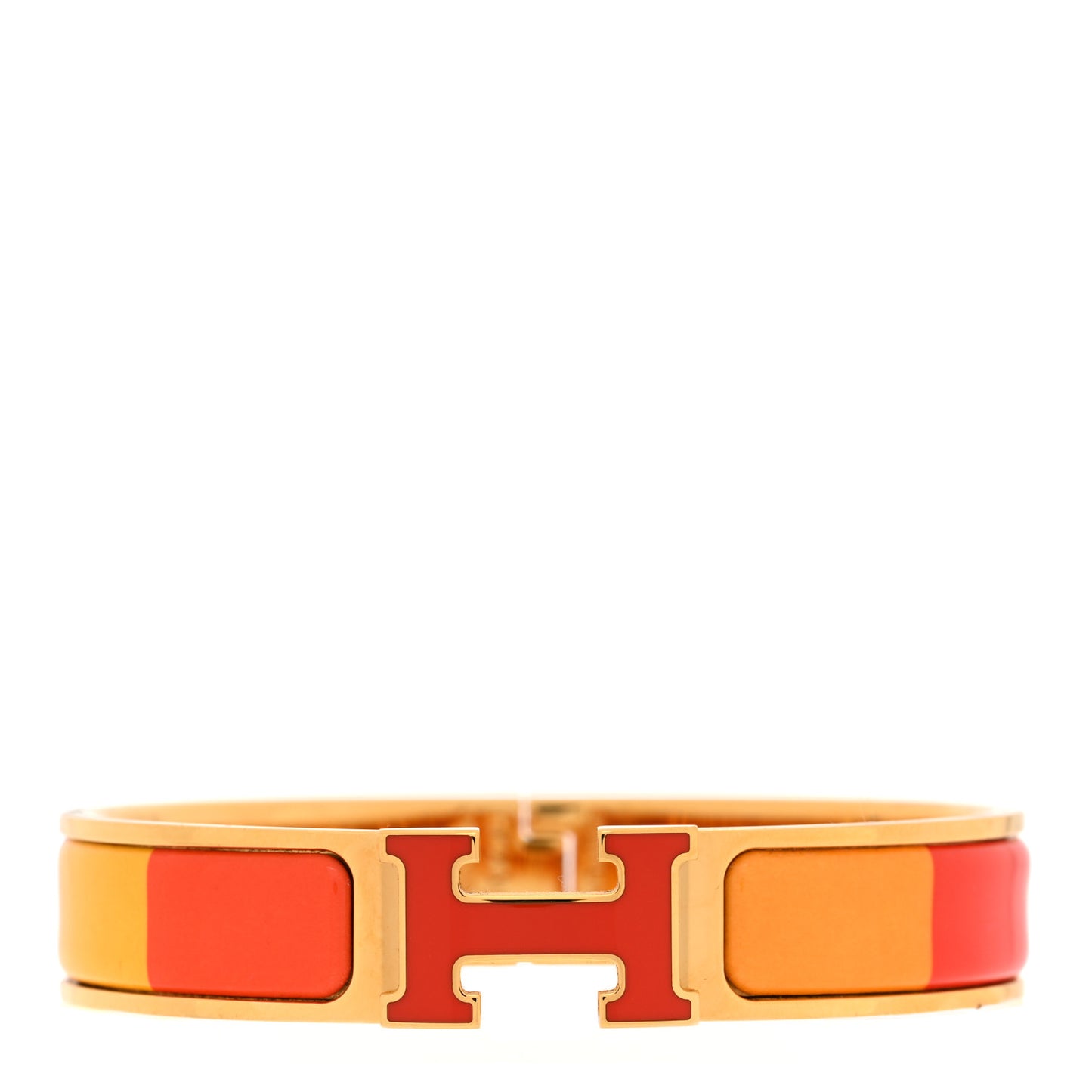Enamel Narrow Clic Clac H Bracelet PM Rainbow Orange