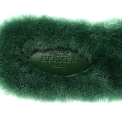 Hermes Woolskin Oran Sandals 38 Vert Anglais 7 of 8