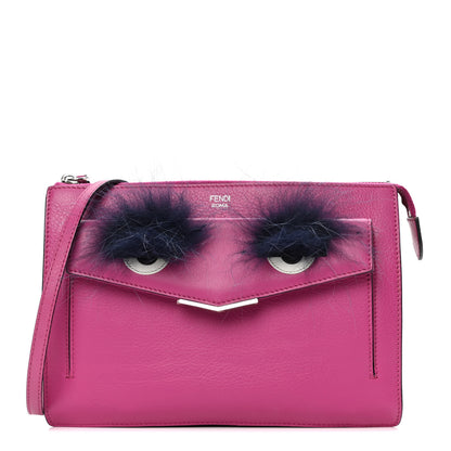 Fendi Vitello Dolce Fox Fur Monster Eyes Mini 2Jours Pouch Magenta 1 of 4