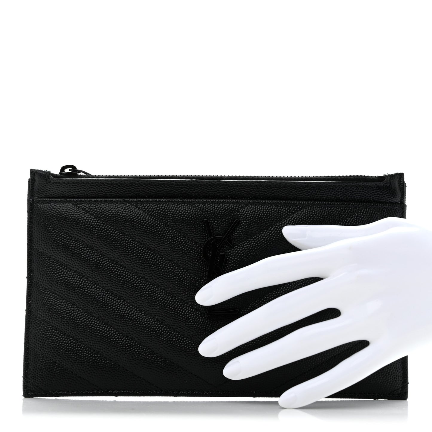 Grain De Poudre Chevron Monogram Monochrome Bill Pouch Black