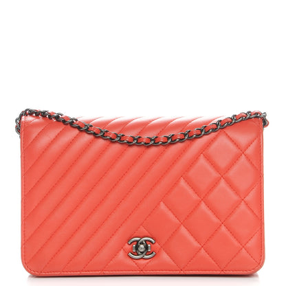 Chanel Lambskin Quilted Coco Boy Wallet On Chain WOC Orange 1 of 9