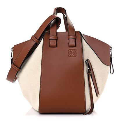Loewe Calfskin Canvas Medium Hammock Shoulder Bag Natural Tan 1 of 11