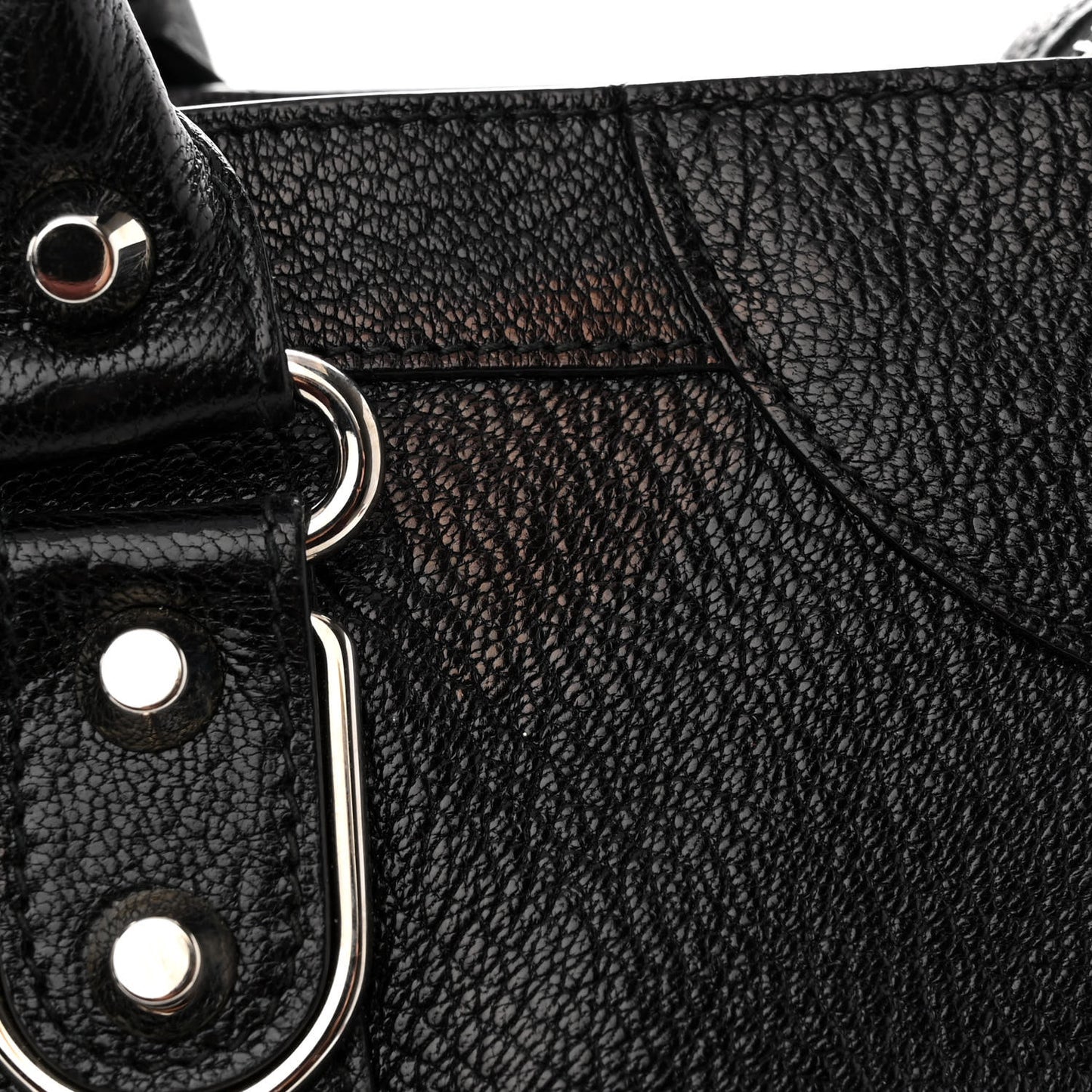 Chevre Silver Metallic Edge Hardware City Black