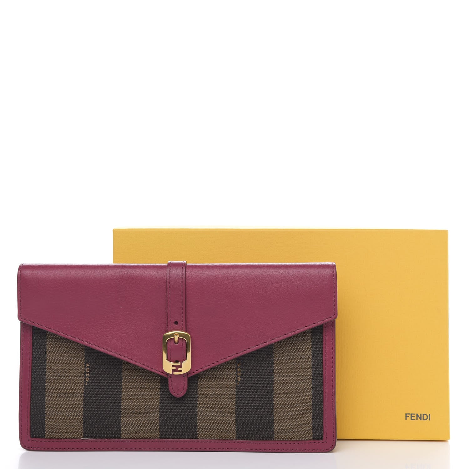 Fendi Pequin Vitello Large Chameleon Envelope Clutch Tobacco Amarena 10 of 10