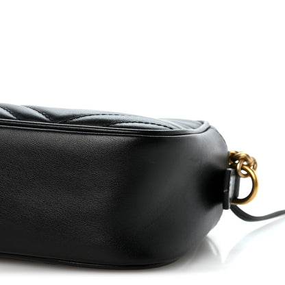 Gucci Calfskin Matelasse Small GG Marmont Chain Shoulder Bag Black 10 of 12