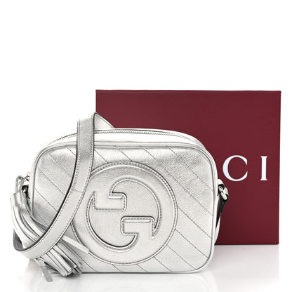 Gucci Metallic Sakai Be Green Calfskin Diagonal Stitched Small Blondie Shoulder Bag Silver 10 of 10