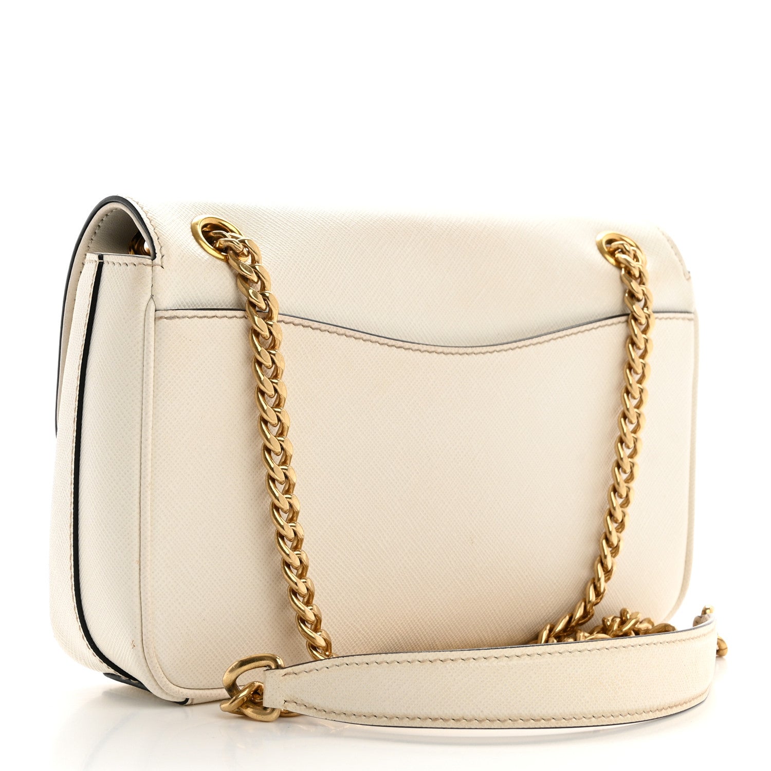 Prada Saffiano Flap Shoulder Bag Bianco 3 of 12