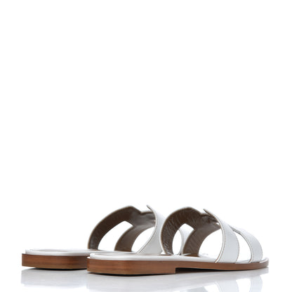 Hermes Box Calfskin Oran Sandals 38 White 4 of 9