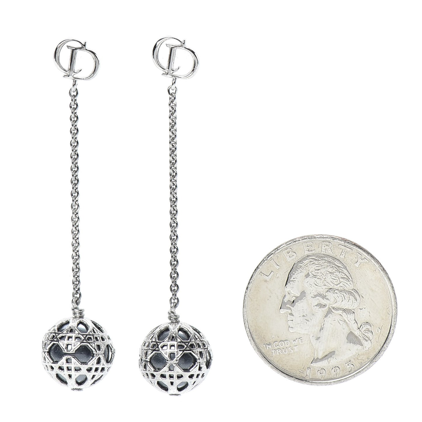 Pearl Secret Cannage Mise En Dior Tribales Dangle Earrings Silver