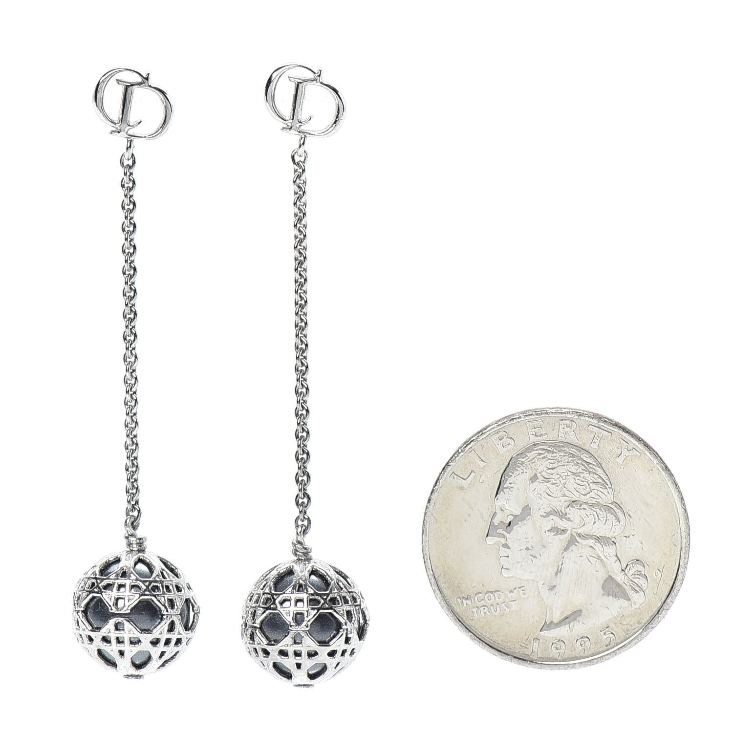 Christian Dior Pearl Secret Cannage Mise En Dior Tribales Dangle Earrings Silver 2 of 3