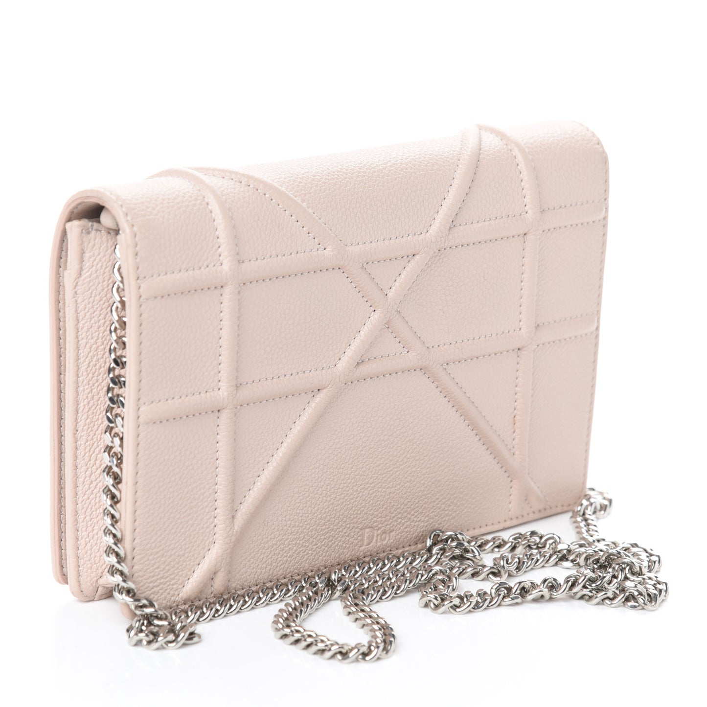 Grained Calfskin Diorama Wallet on Chain Pouch Nude