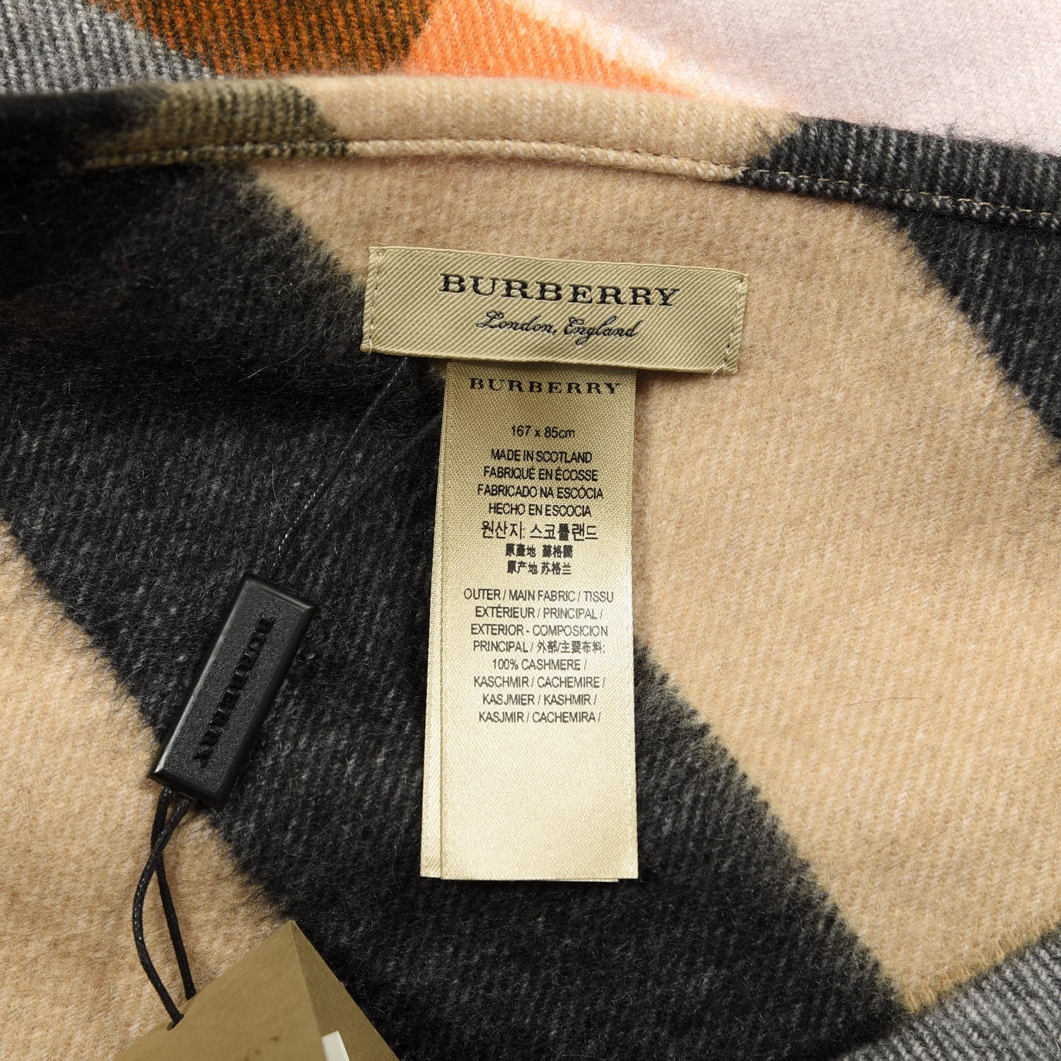 Burberry Cashmere Check Bandana Scarf Camel Ash Rose 2 of 2