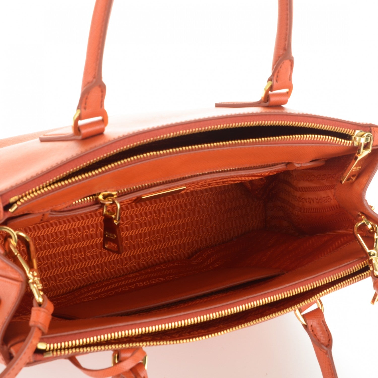 Prada Saffiano Small Galleria Double Zip Tote Papaya 5 of 8