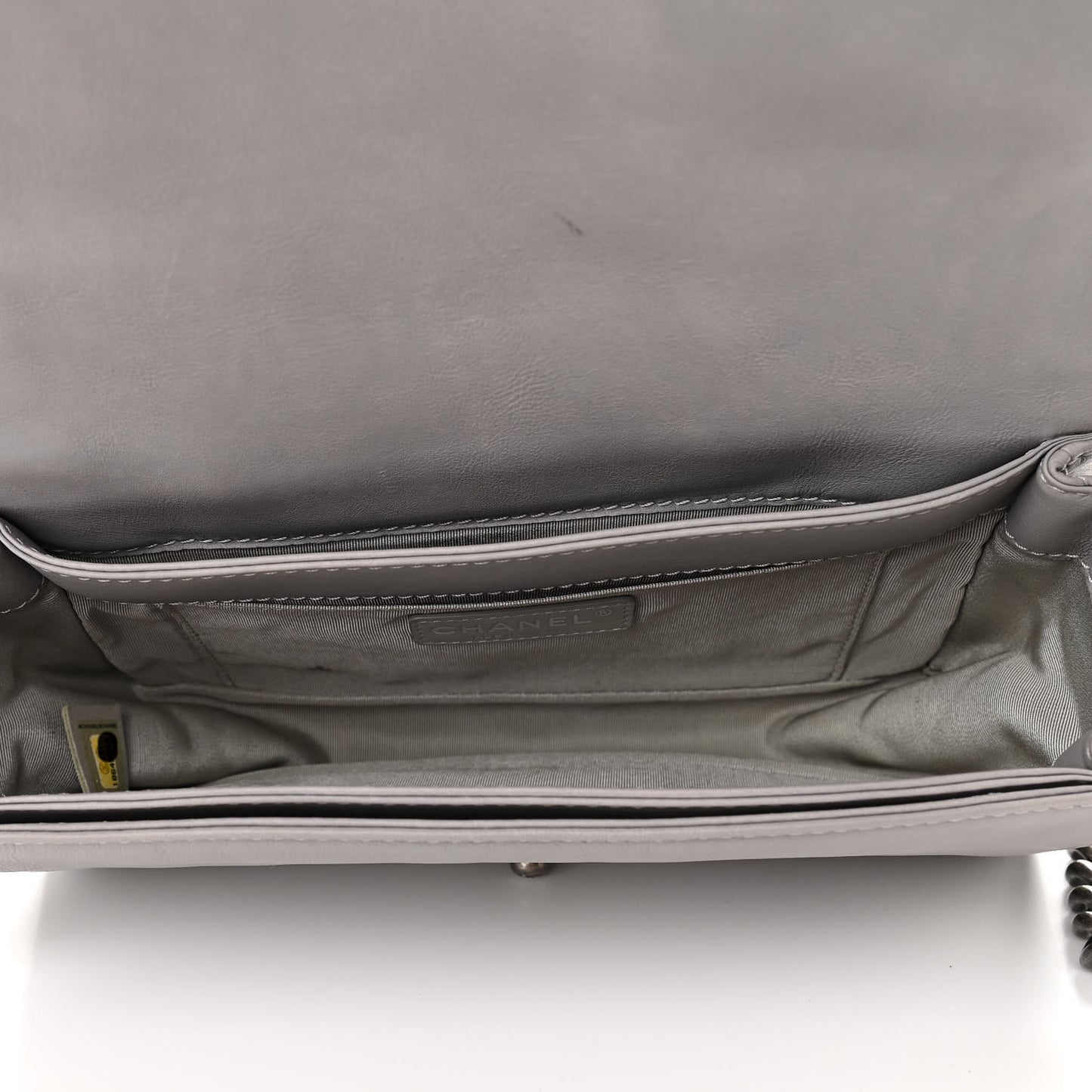Calfskin Medium Boy Reverso Flap Light Grey