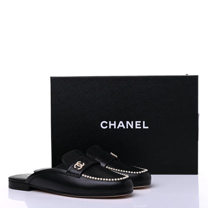 Chanel Calfskin Pearl CC Mules 37 Black 12 of 12