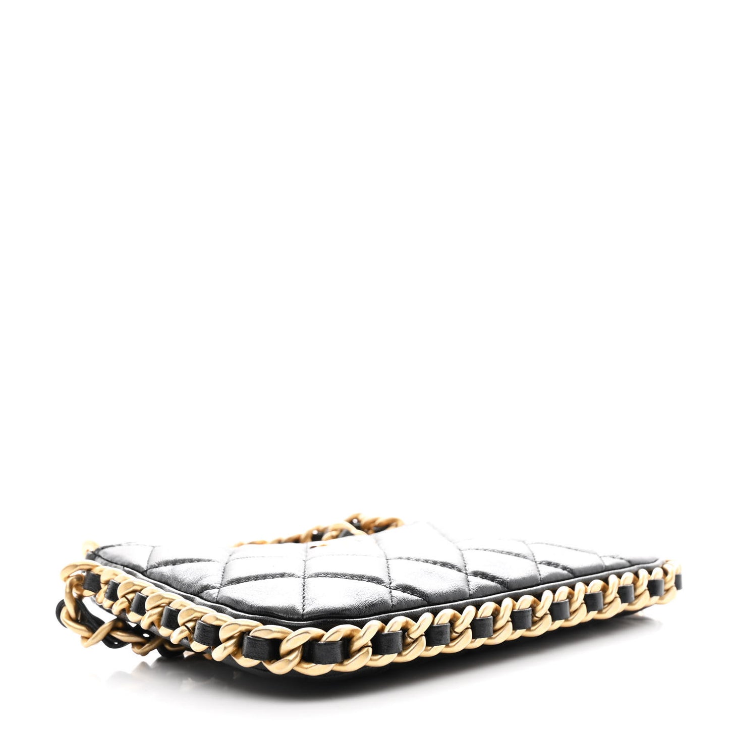 Lambskin Quilted Chain Around Top Handle Mini Bag Black