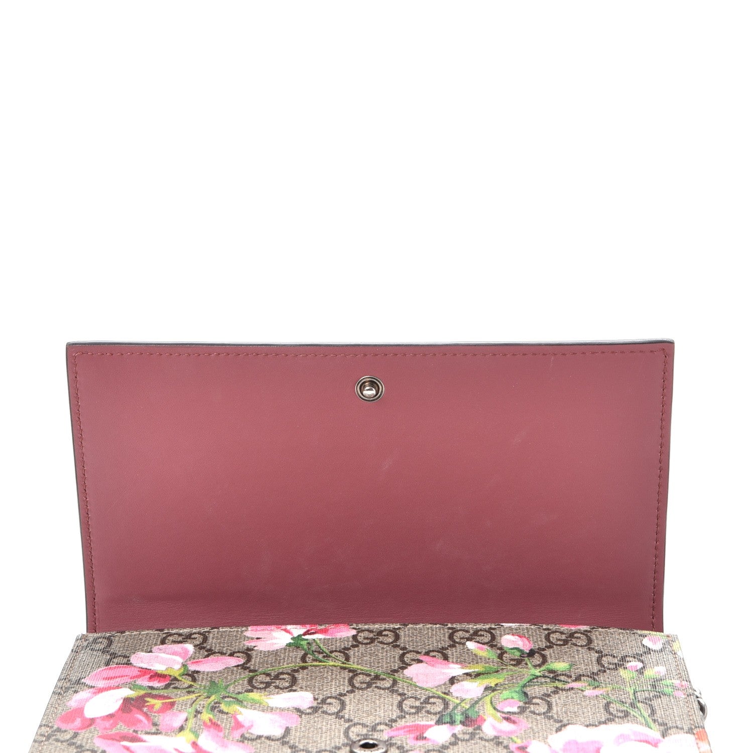 Gucci GG Supreme Monogram Blooms Chain Wallet Beige Multicolor Dry Rose 8 of 8