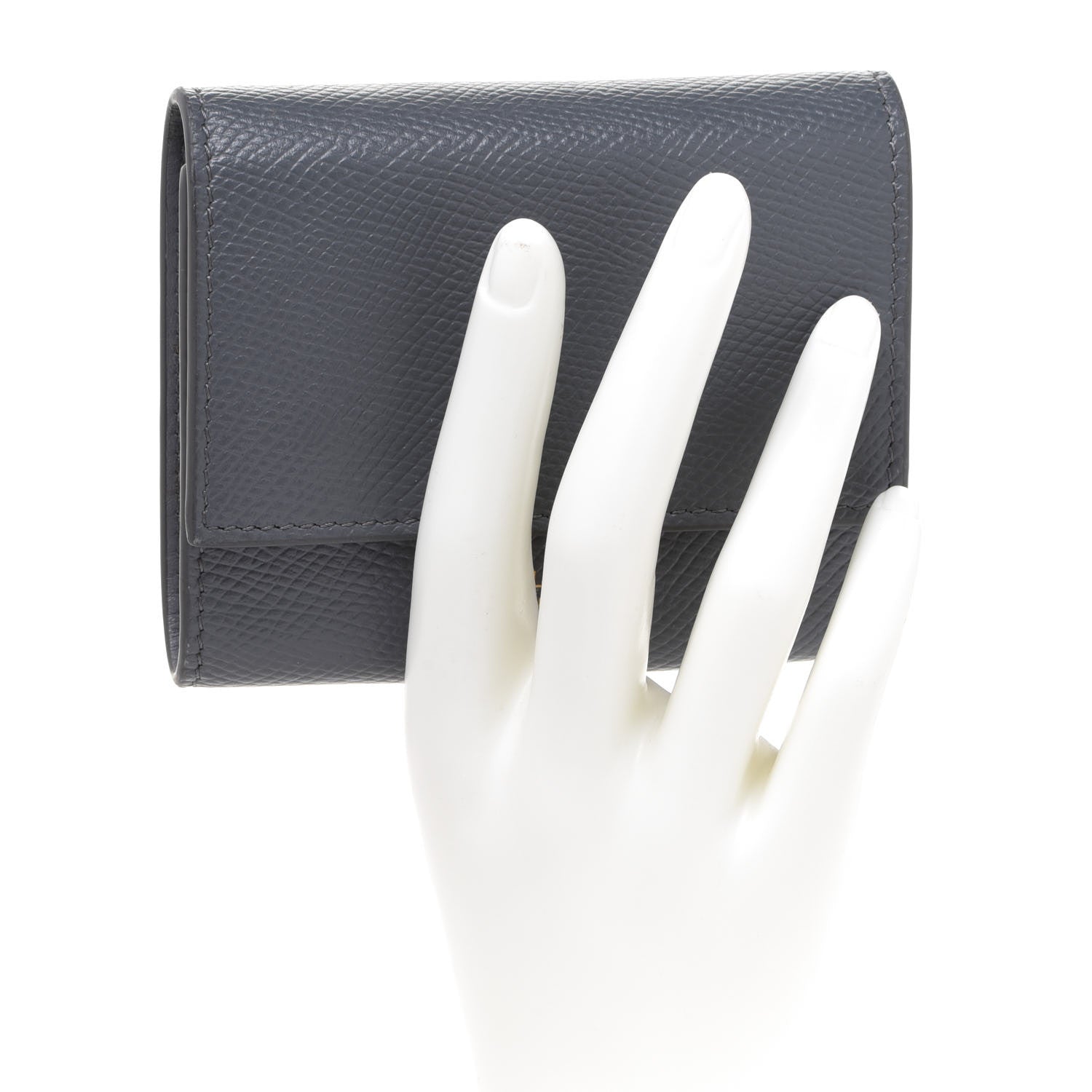 Celine Grained Calfskin Small Tri-Fold Wallet Grey 2 of 7