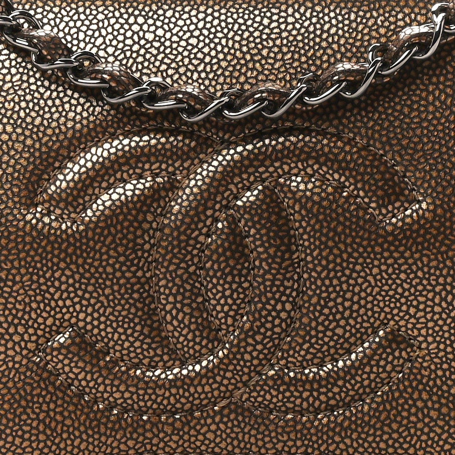 Metallic Caviar Medium Timeless CC Flap Bronze