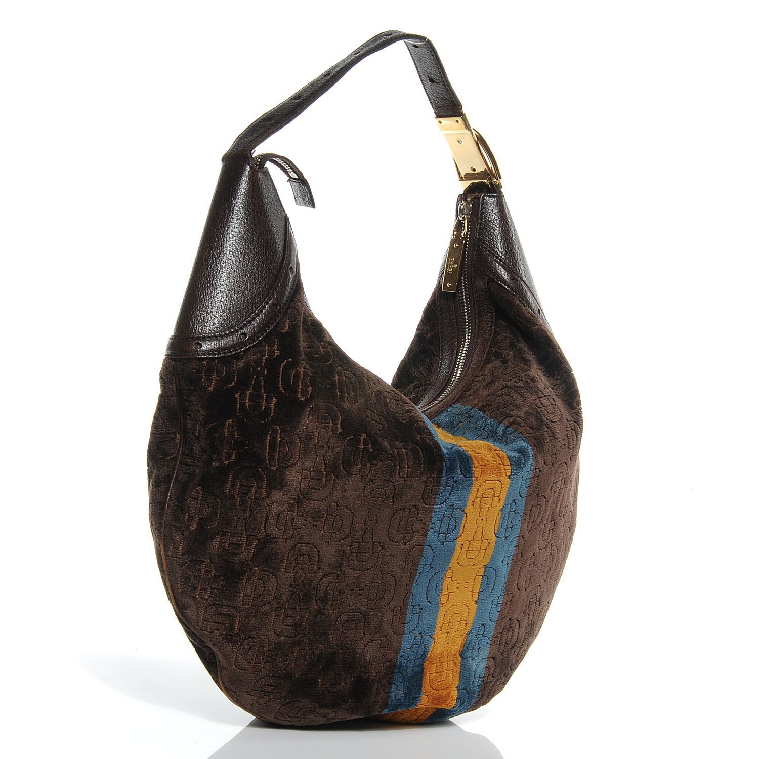 Gucci Velour Horsebit Embossed Glam Hobo 3 of 7
