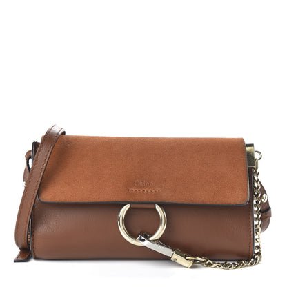 Chloe Suede Calfskin Mini Faye Shoulder Bag Tobacco 1 of 10