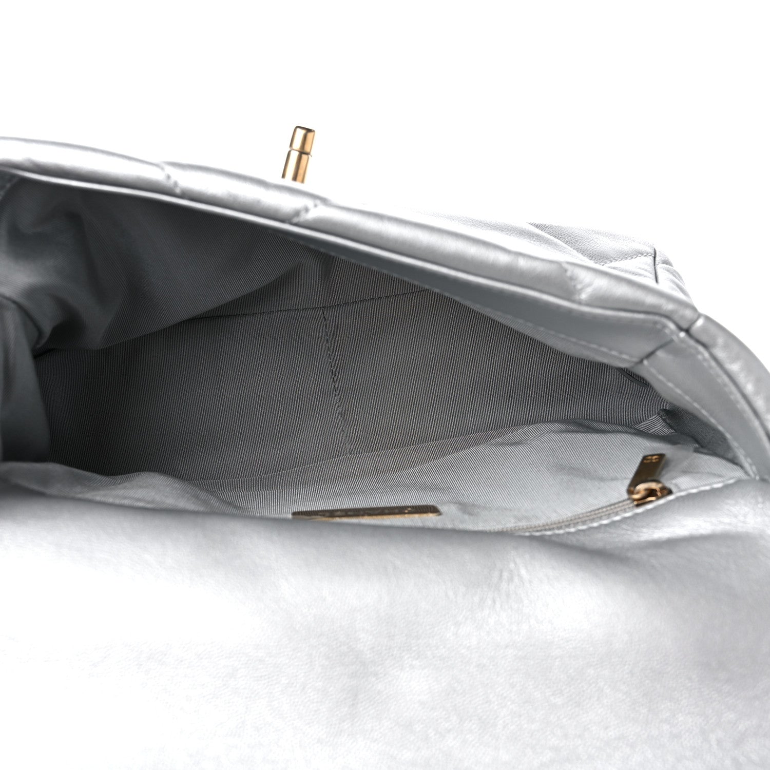 Chanel Metallic Goatskin Quilted Medium Chanel 19 Flap Silver 5 of 10