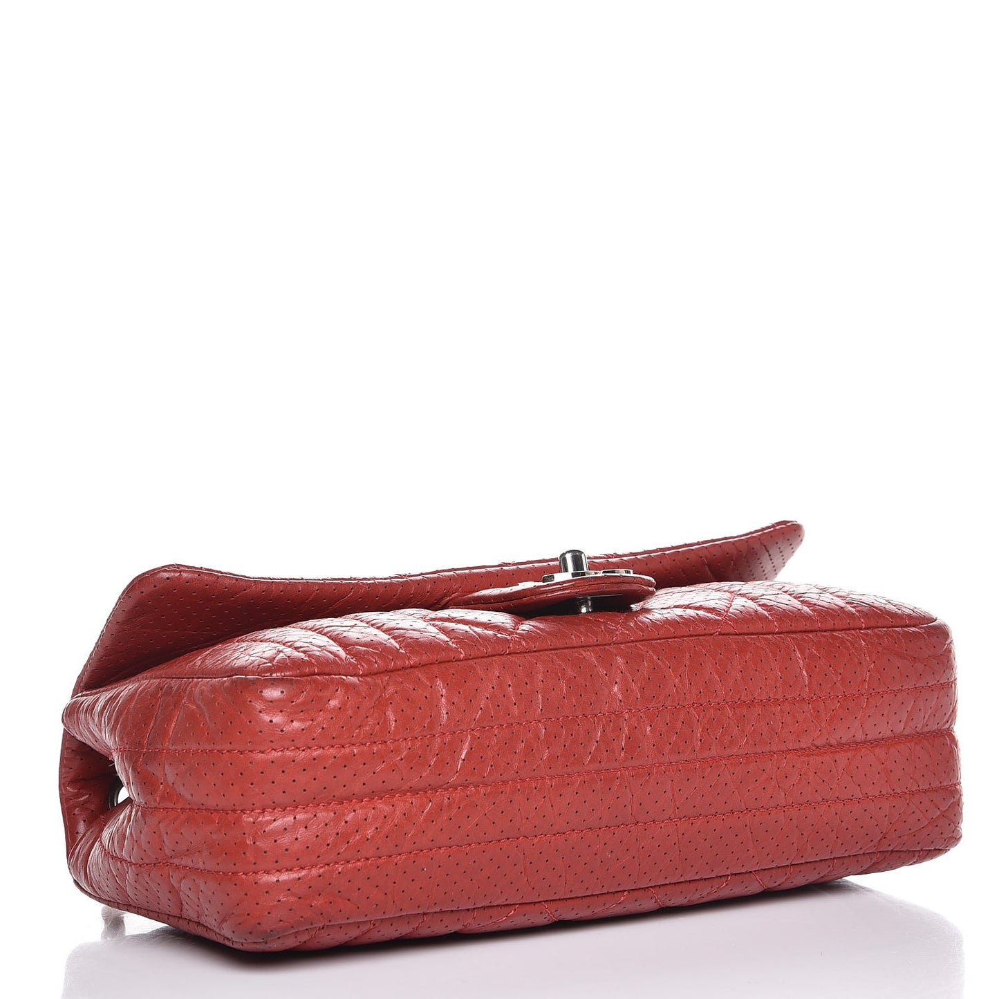 Aged Calfskin Perforated East West Flap Red