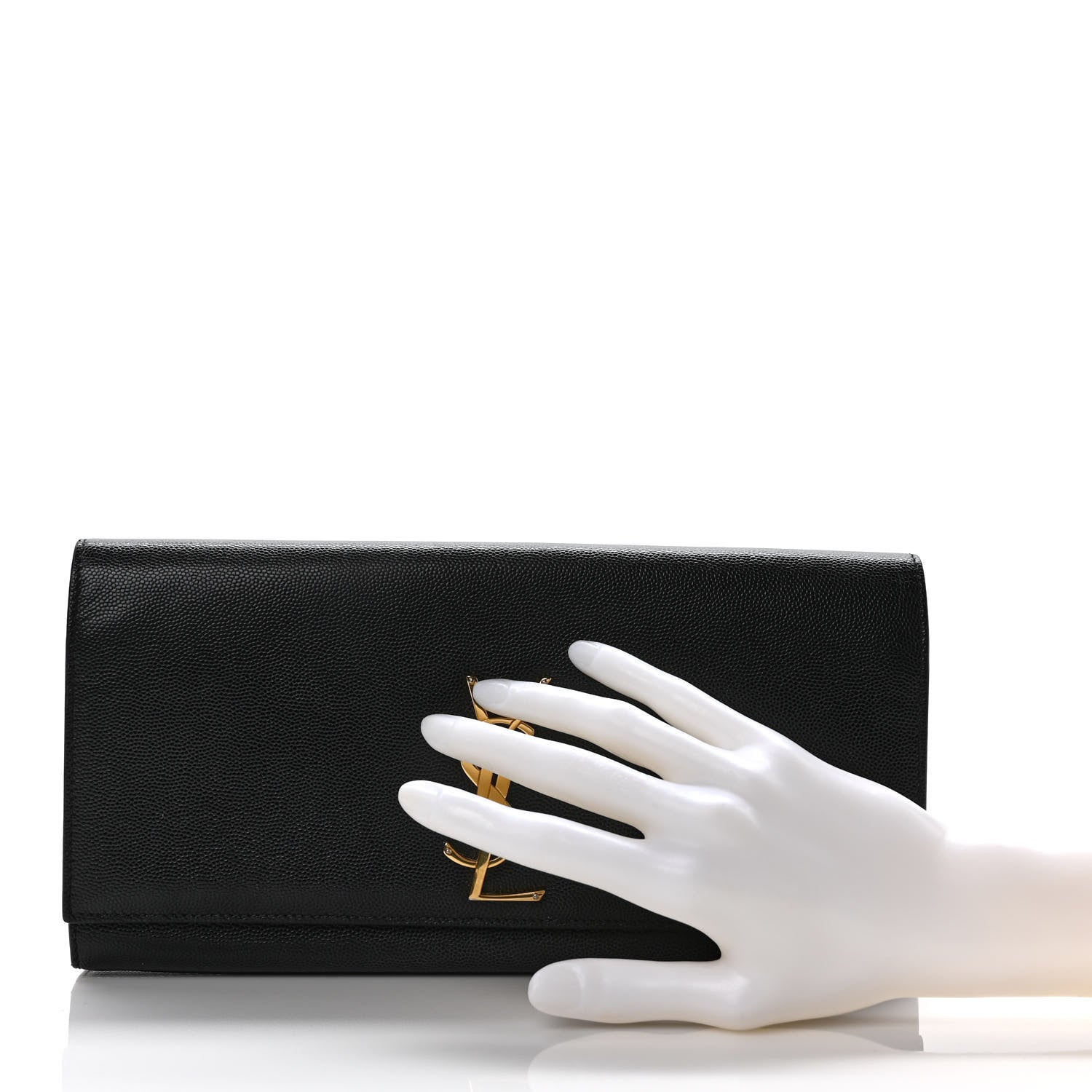 Saint Laurent Grain De Poudre Monogram Cassandre Clutch Black 2 of 7