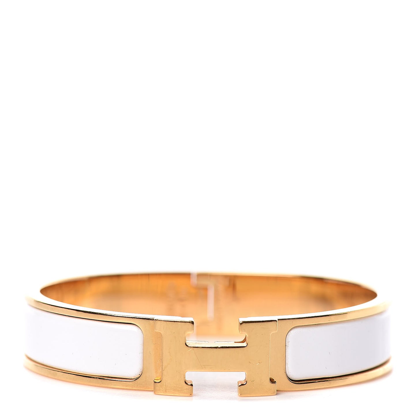 Enamel Narrow Clic Clac H Bracelet PM White