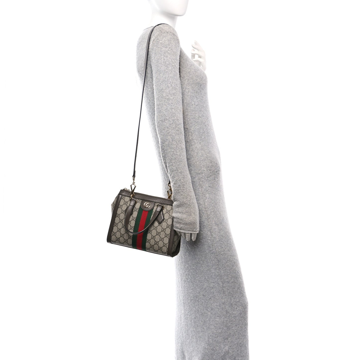 GG Supreme Monogram Small Ophidia Tote Bag Brown